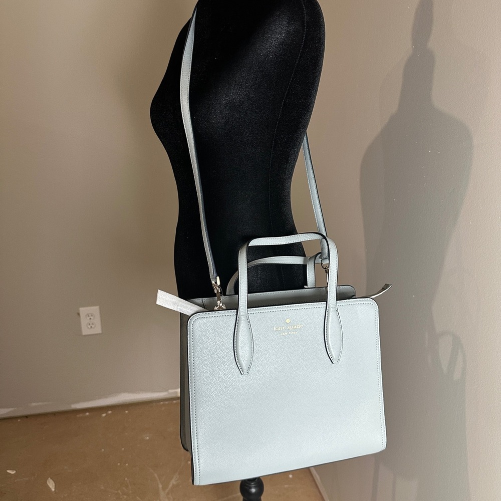 New! Kate Spade Rowe Medium Top Zip Satchel Pebble Leather‎ in Avalon Mist - Picture 10 of 10